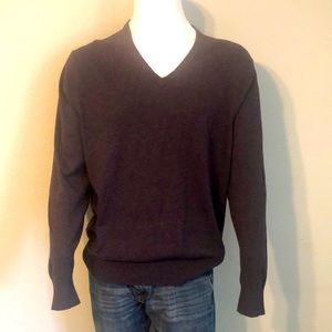 NWOT Eddie Bauer Cotton Cashmere Blend V Neck Sweater Eggplant - L